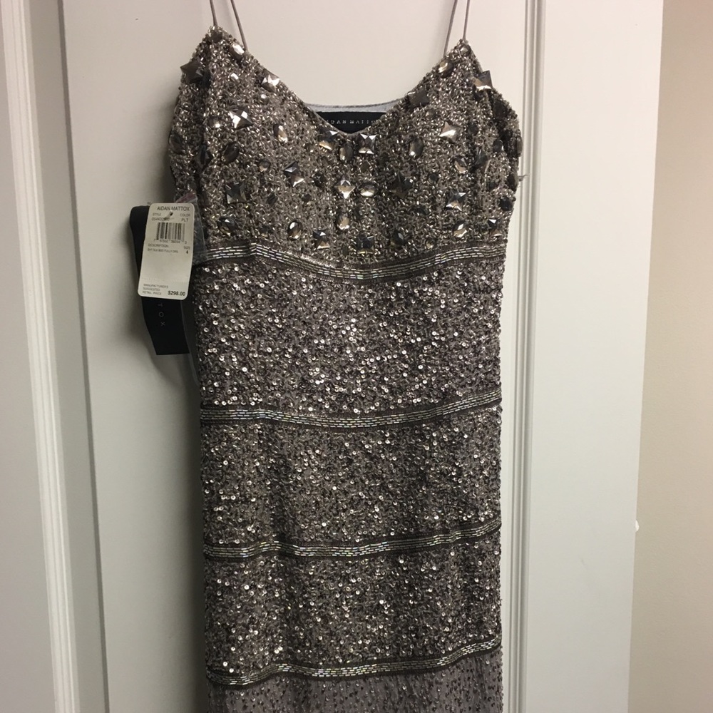 Aidan Mattox Bead Embellished Cocktail Dress